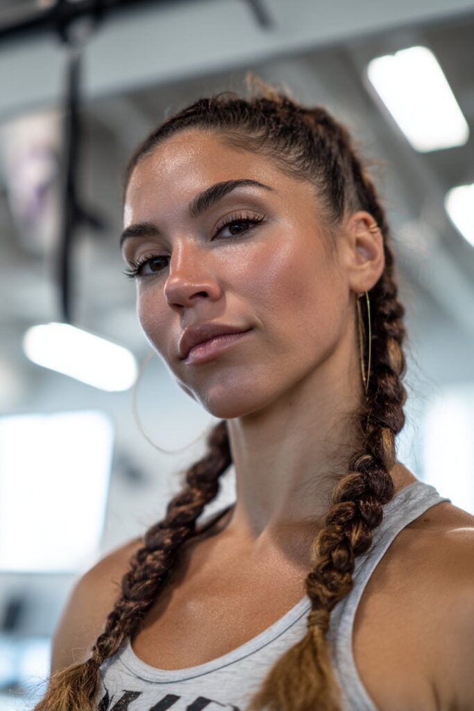 Two stitch braids side swept style