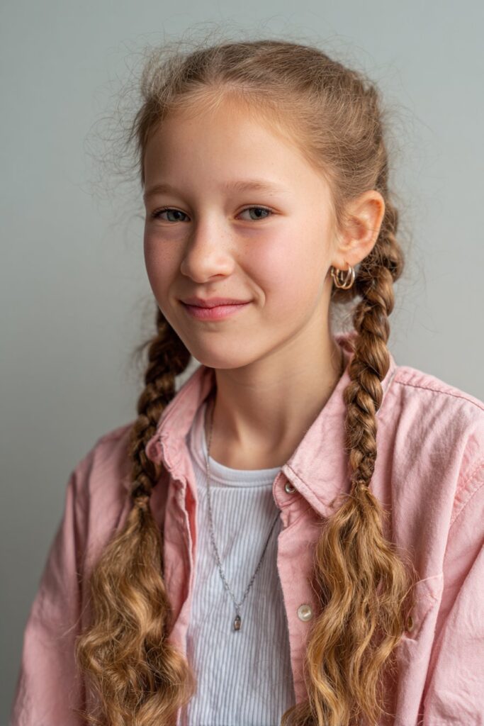 Cute braided hairstyle for kids simple pigtail braids