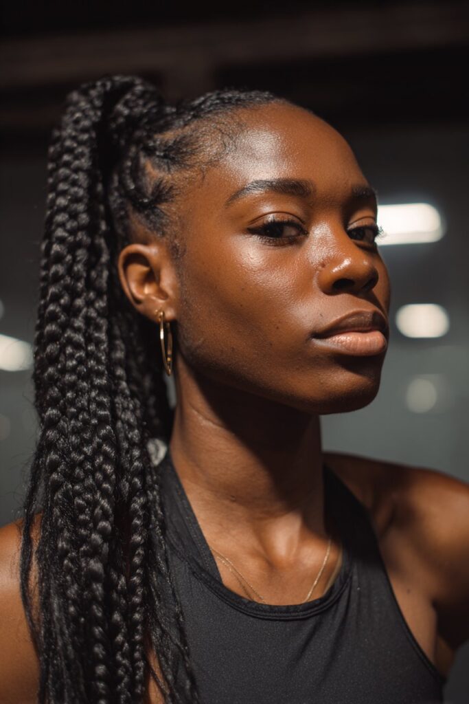 Braid ponytail hairstyle for black hair sleek jumbo braided ponytail