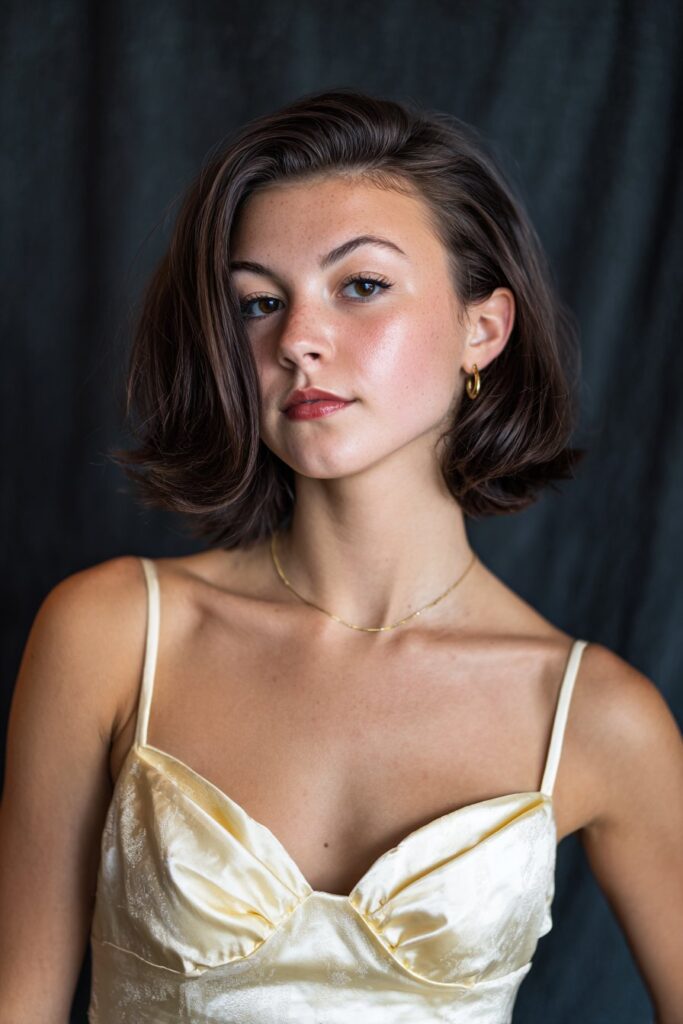 Prom hair idea for short hair sleek side parted bob