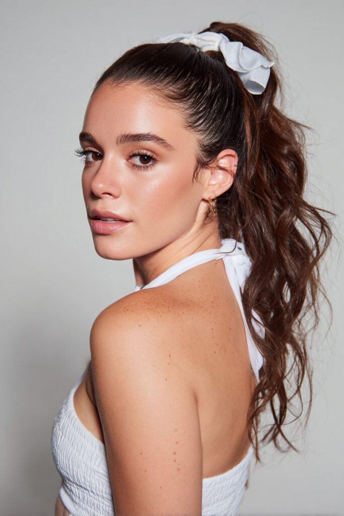 Easy prom hair slicked back ponytail with bow