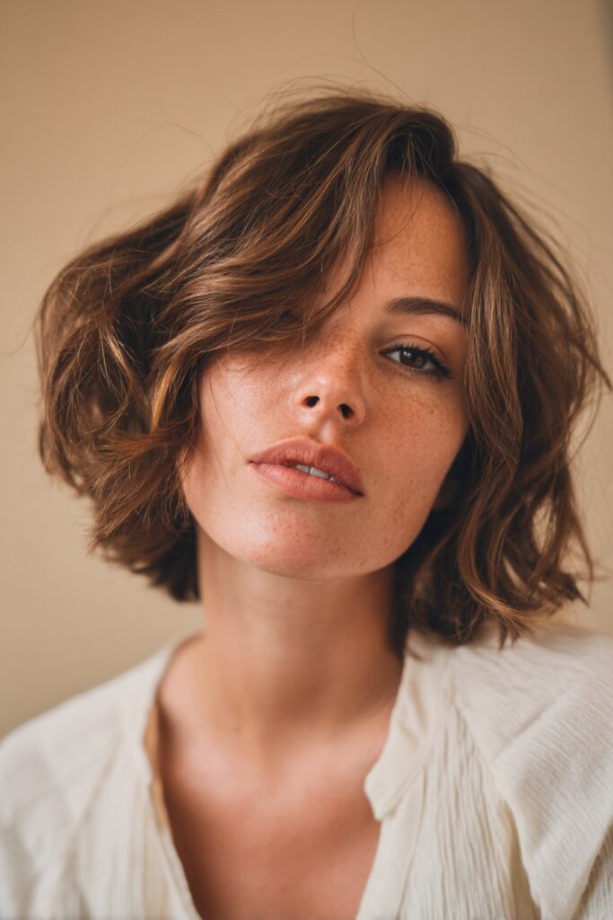 Short hairstyle for fine hair soft wavy bob