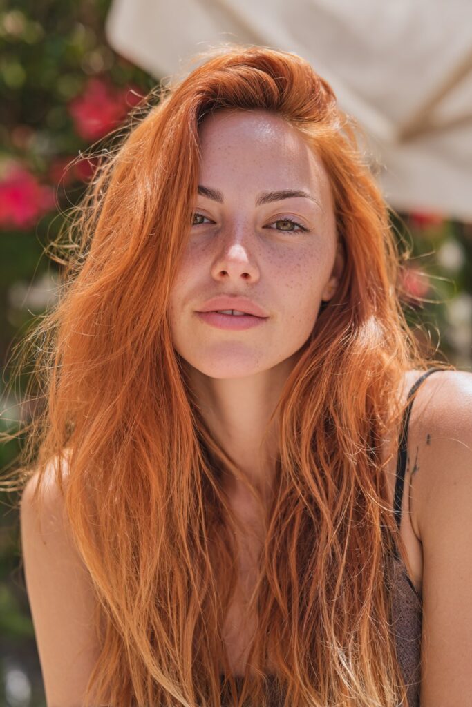 Strawberry blonde summer red hair color with soft warmth