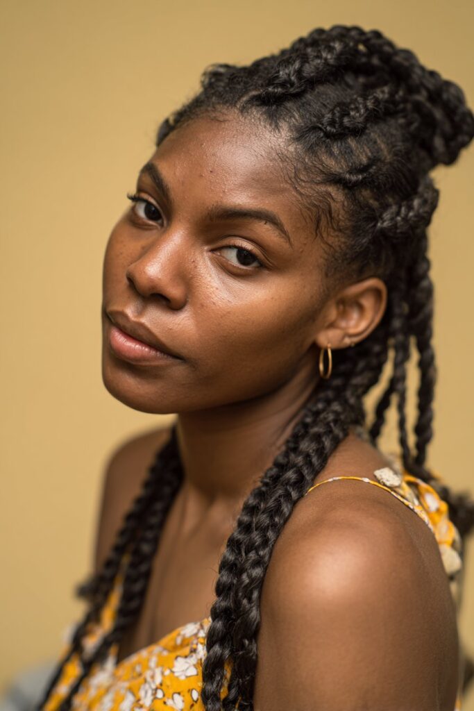 Cute braided hairstyle for black women triangle box braids