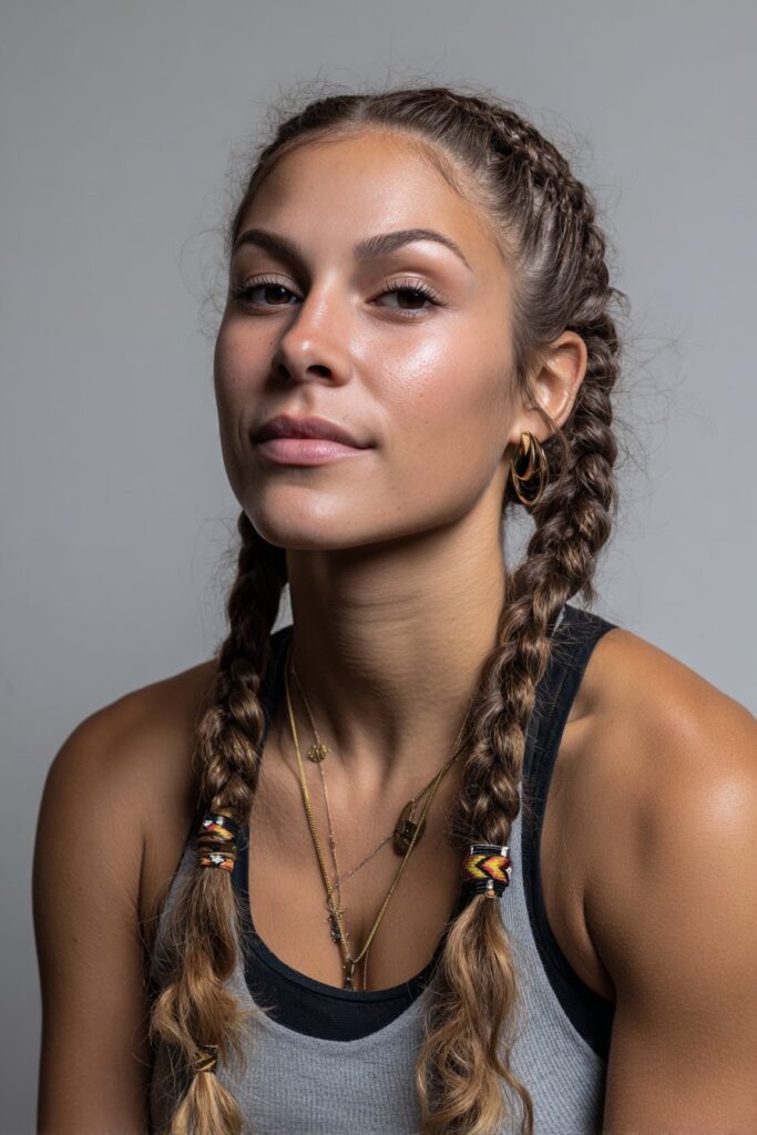 Two stitch braids with beads and accessories