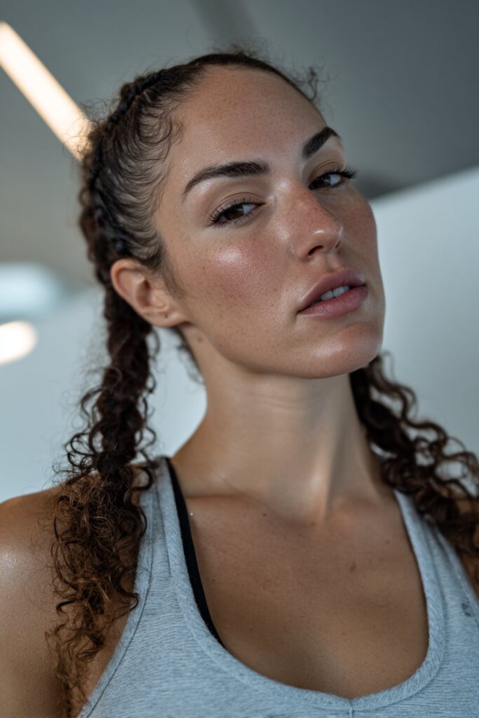 Two stitch braids with curly ends