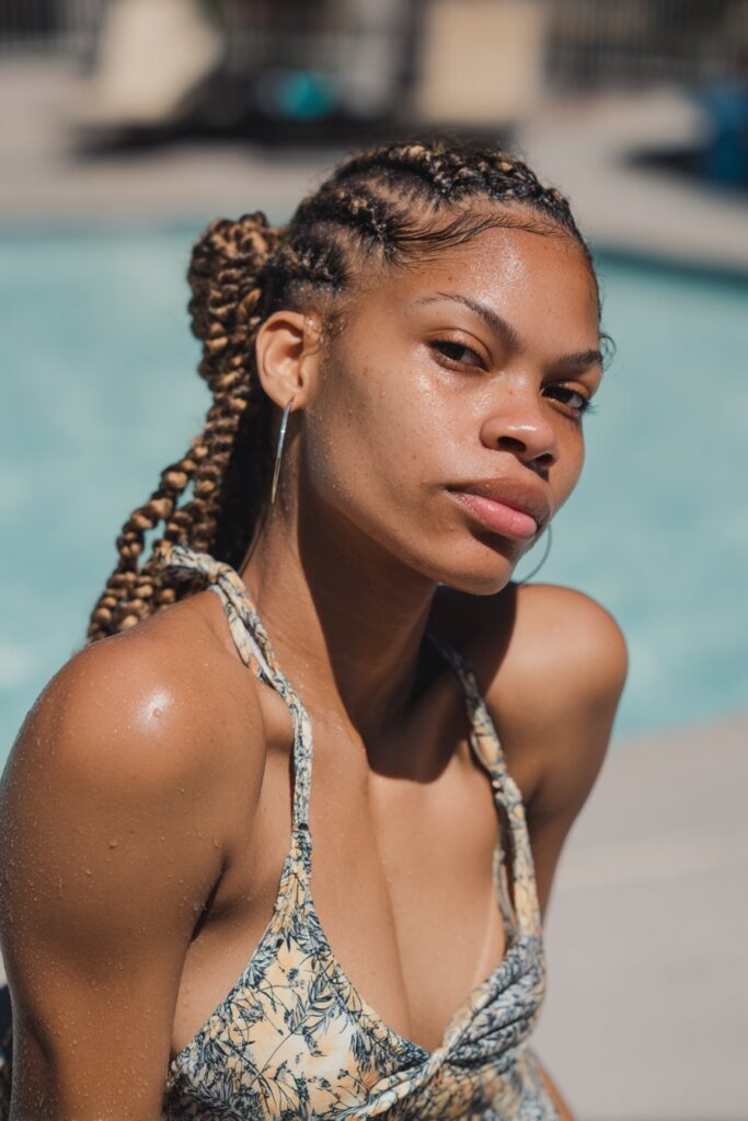Two strand twists protective hairstyle for swimming