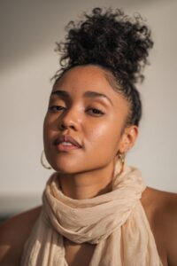 Updo with Scarf Accessory