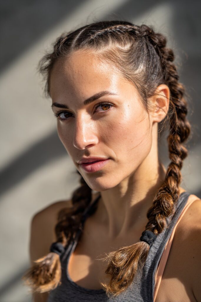 Two stitch braids zig zag parting