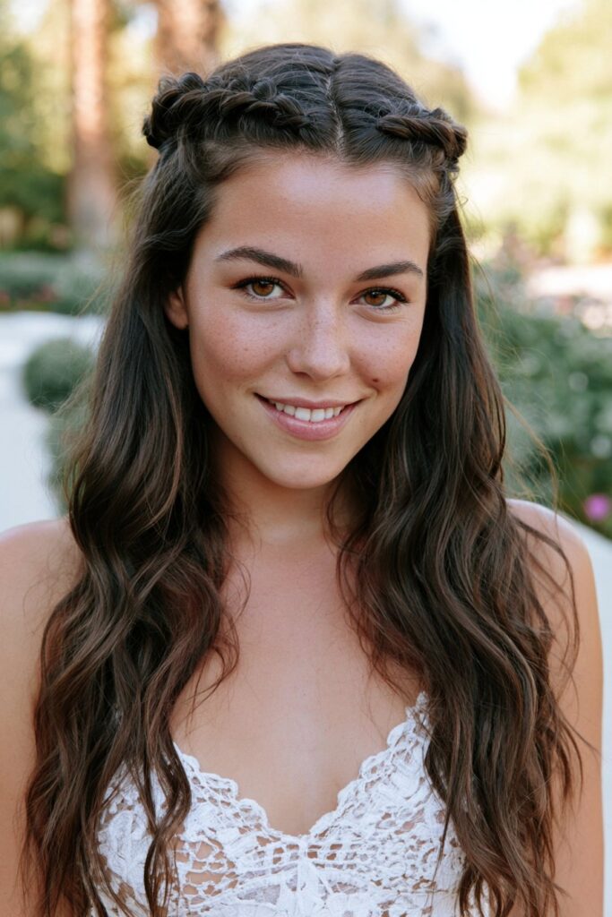 Summer braid hairstyles half up half down braids