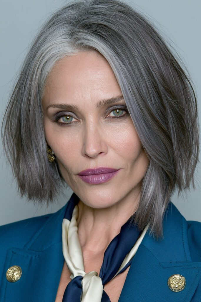Side part bob for women over 50 graduated bob