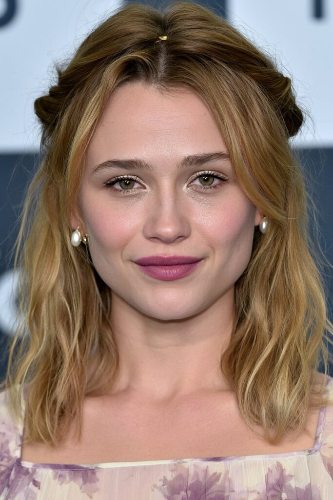 Summer hairstyles for medium hair half up twist