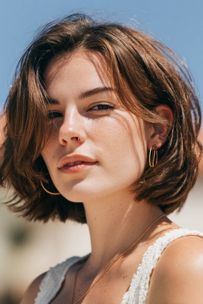 Summer hairstyles for short hair blunt bob flippy ends