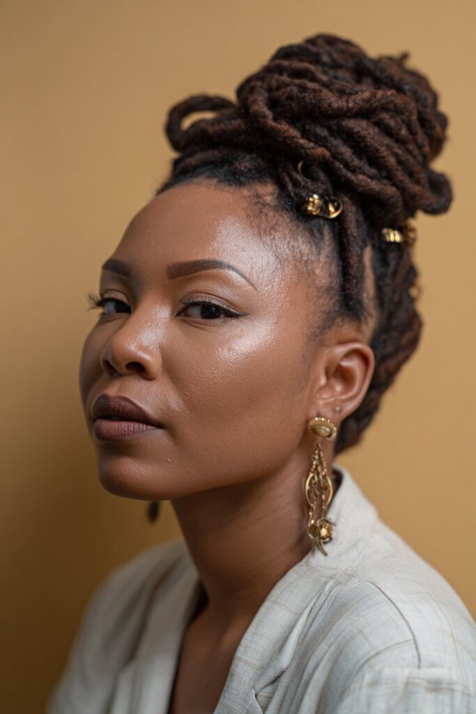 Natural updo hairstyles black women braided accessories