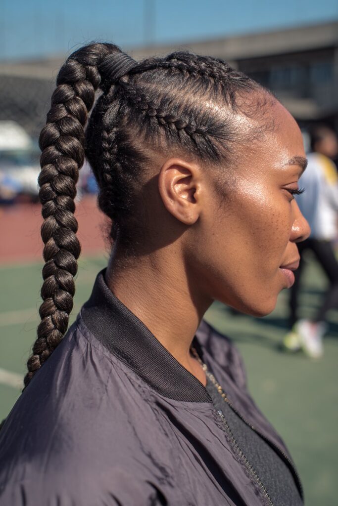 Braided ponytail hairstyles double Dutch braids