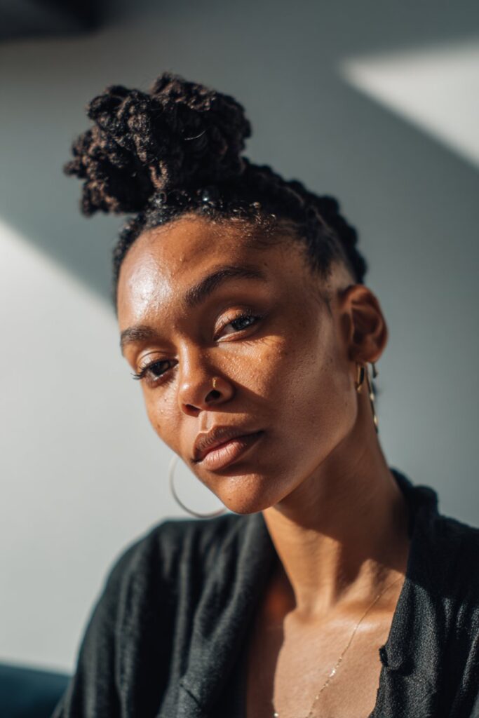Natural updo hairstyles black women flat twist bun