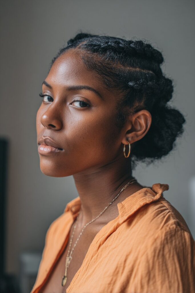Flat twist hairstyles black women low bun