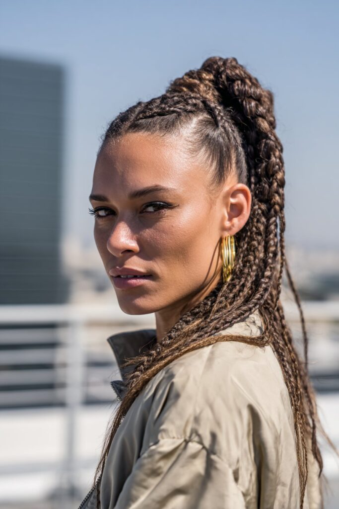 Braided ponytail hairstyles French braid high ponytail