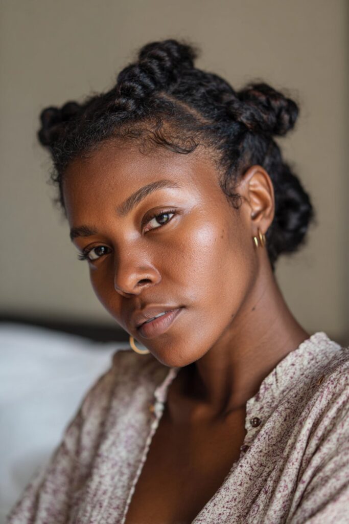 Half braided hairstyle natural hair twist out braids