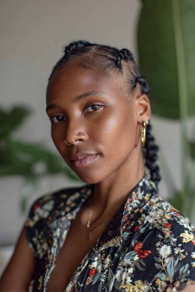 Half braided hairstyle natural hair lemonade braids