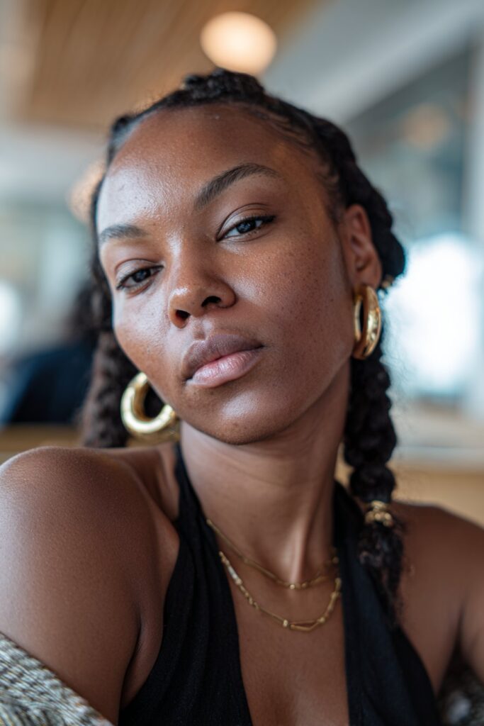 Flat twist hairstyles black women half up