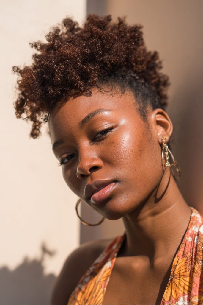 Natural updo hairstyles black women pineapple curls