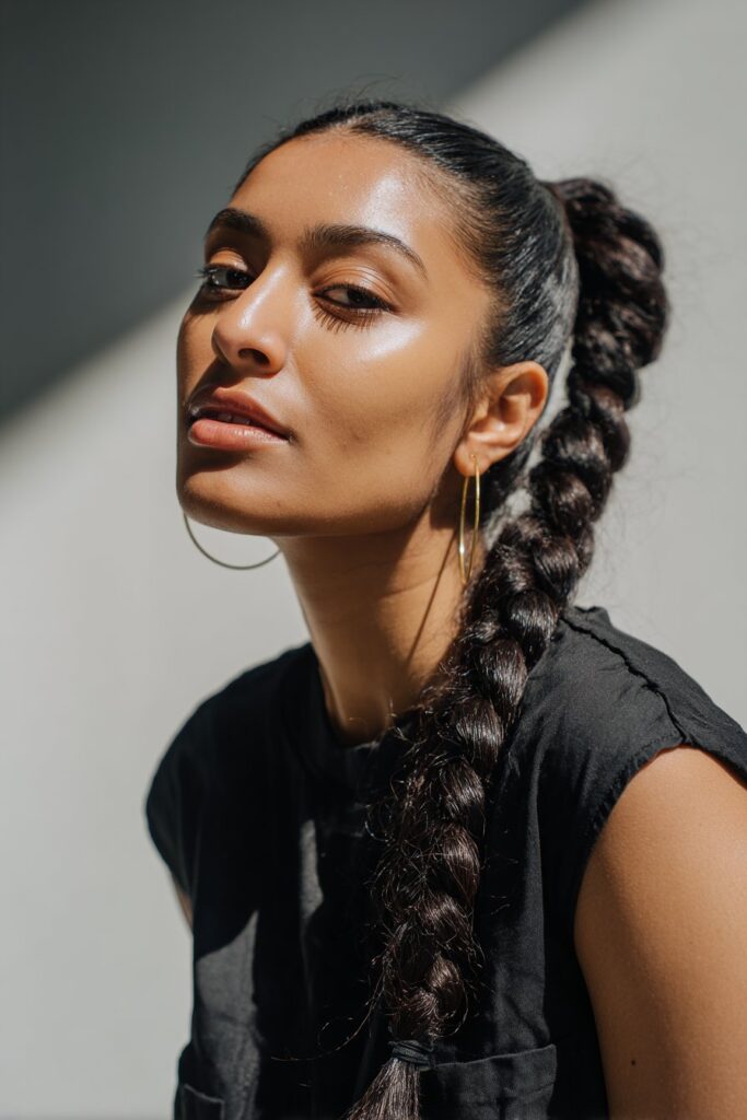 Braided ponytail hairstyles rope braid