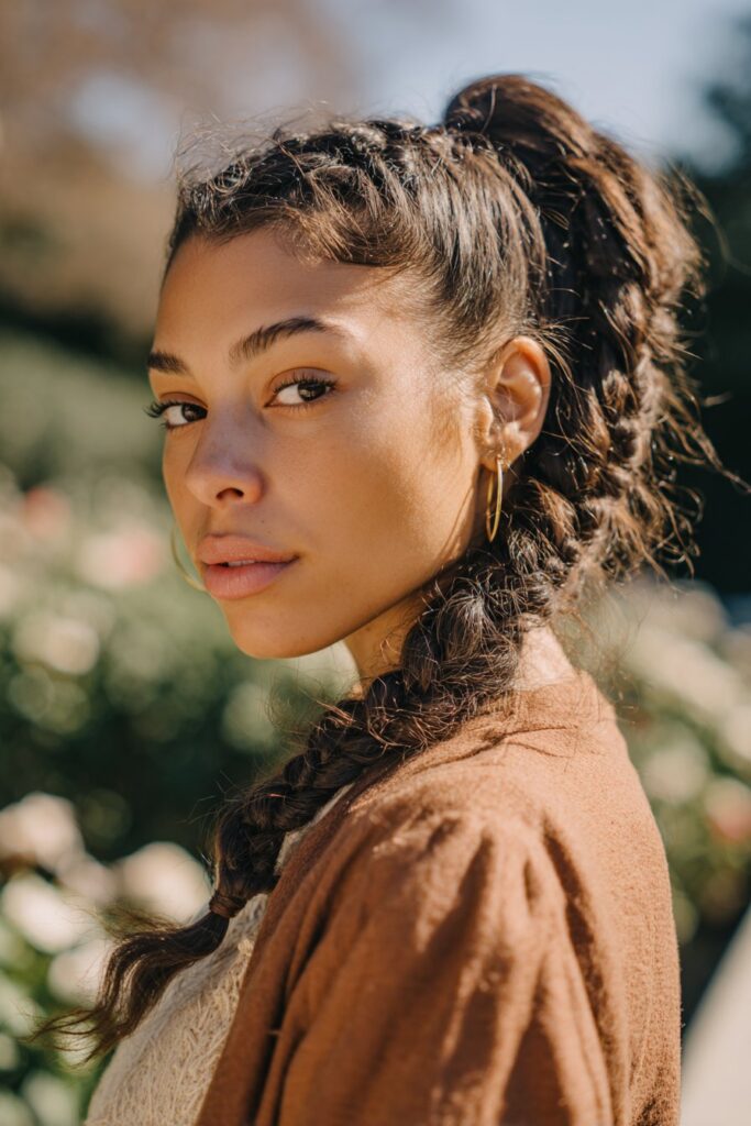 Braided ponytail hairstyles side braid ponytail