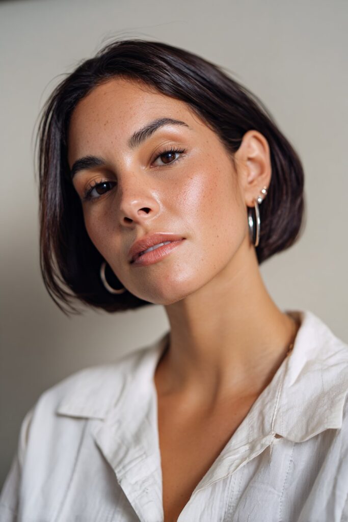 Summer hairstyles for short hair side parted polished bob