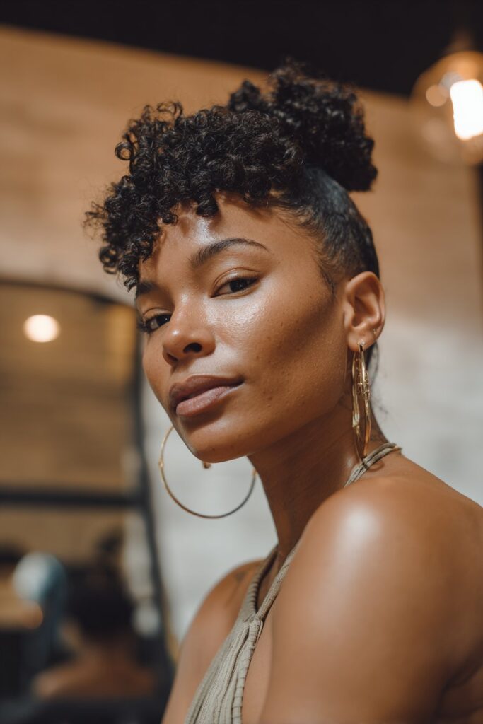 Natural updo hairstyles black women pin curl updo