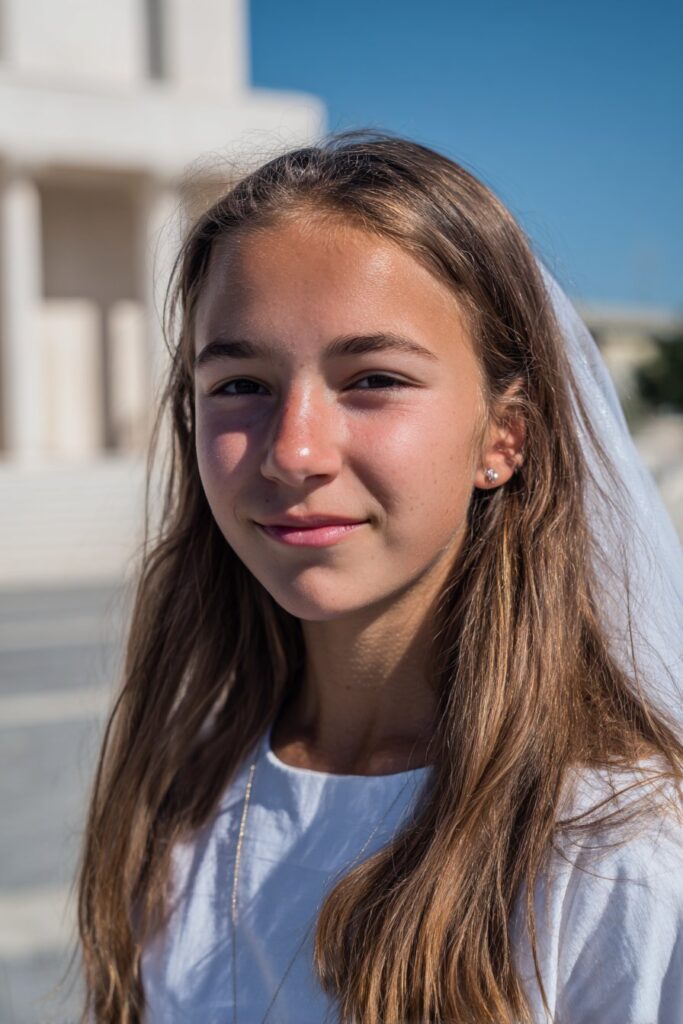 First communion hairstyle with veil straight hair