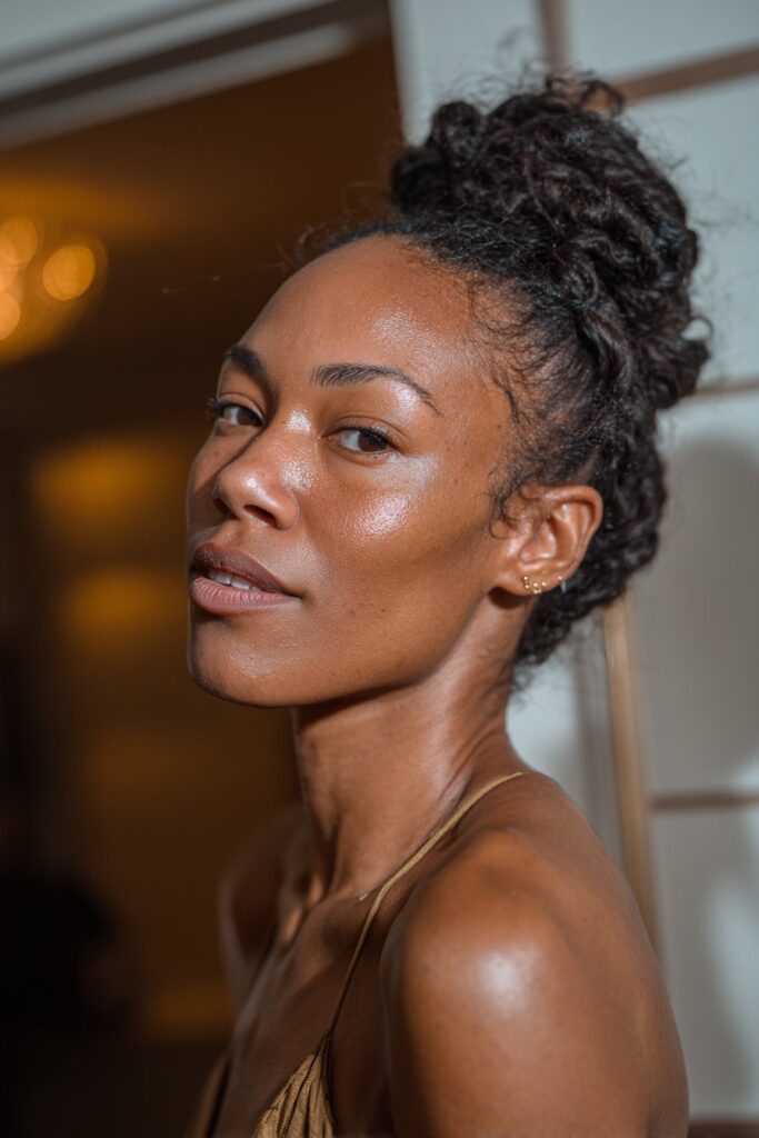 Natural updo hairstyles black women twisted chignon