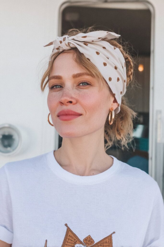 Bandana hairstyles for short hair braided accent