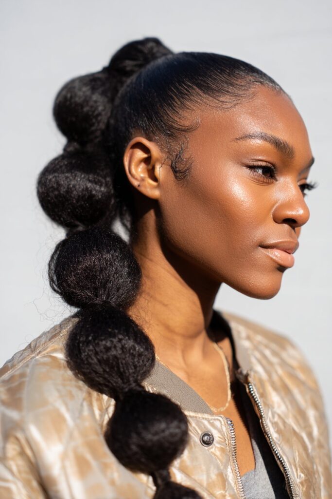 Braided ponytail hairstyles bubble braid