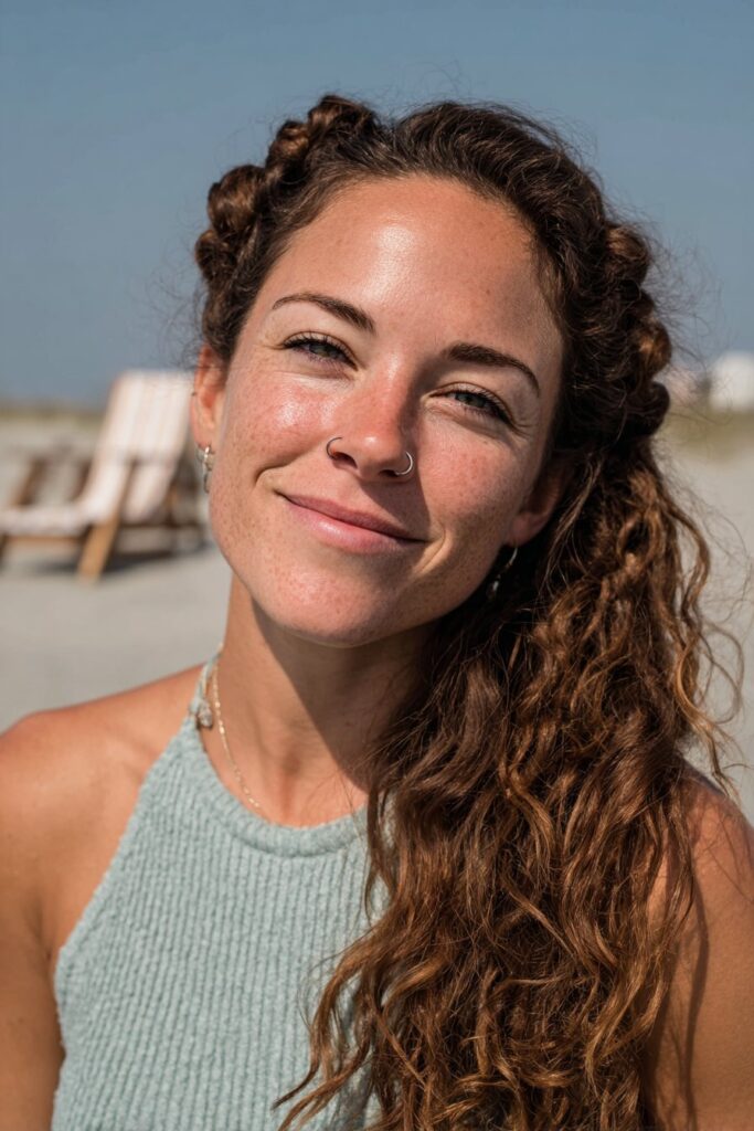 Beach hairstyles for curly hair bubble braids