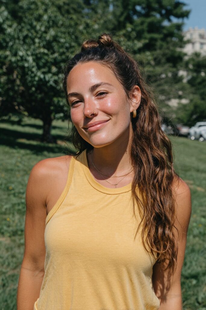 Summer camp hairstyles bubble ponytail