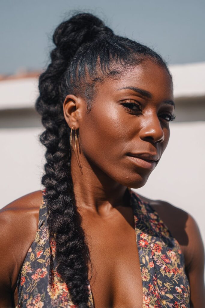 Braided ponytail hairstyles high braided ponytail