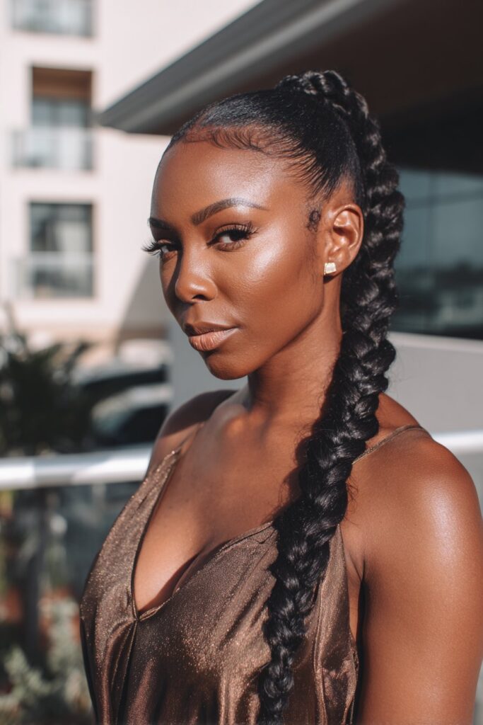 Swoop braided ponytail sleek braid with swoop