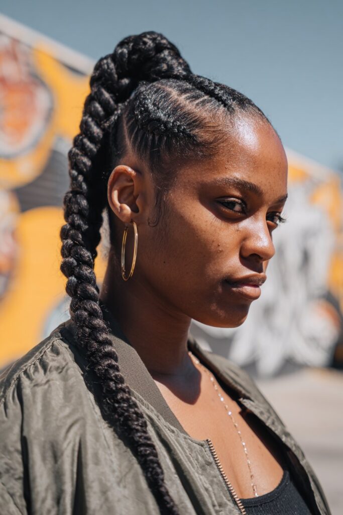 Braided ponytail hairstyles cornrow ponytail