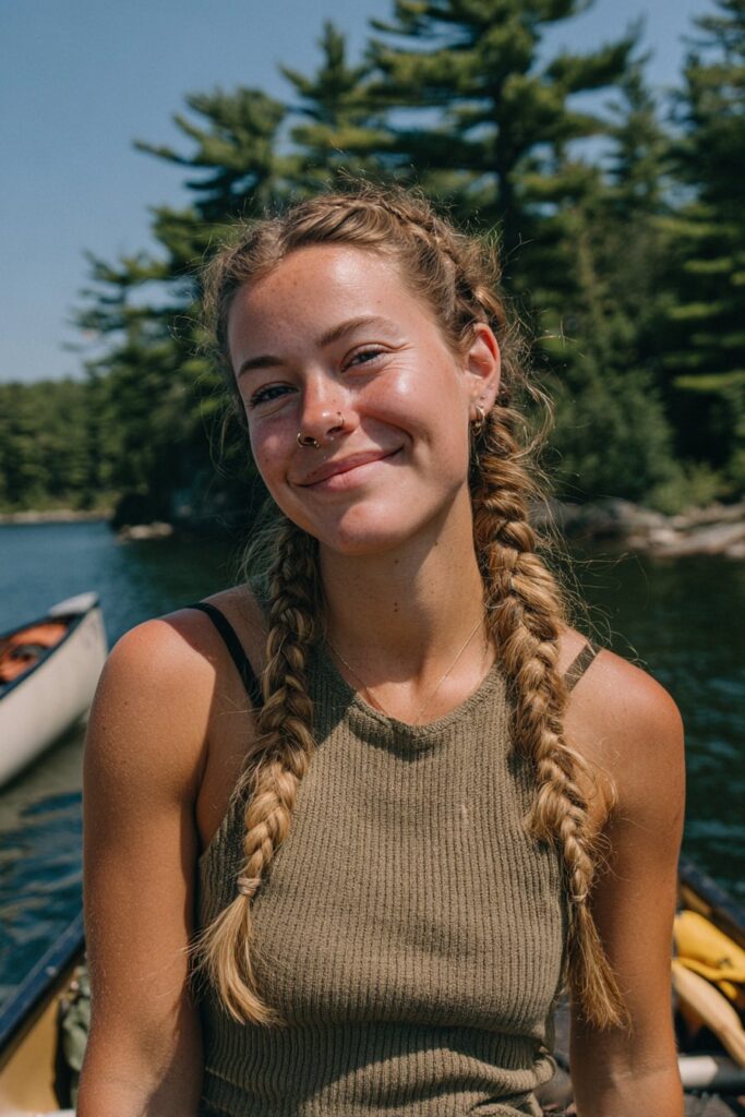 Lake hairstyles for long hair double Dutch braids