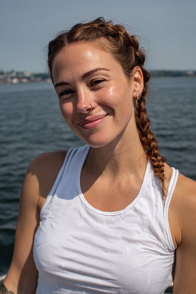 Lifeguard hairstyles Dutch braid