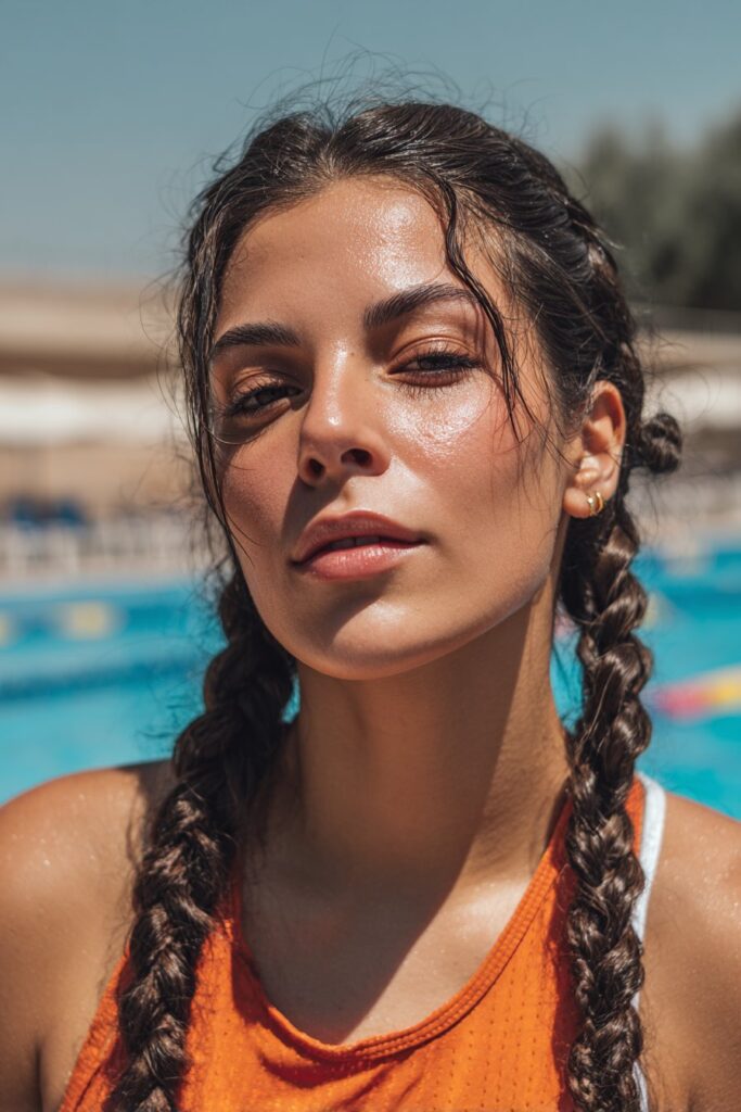 Pool party hairstyles faux braid