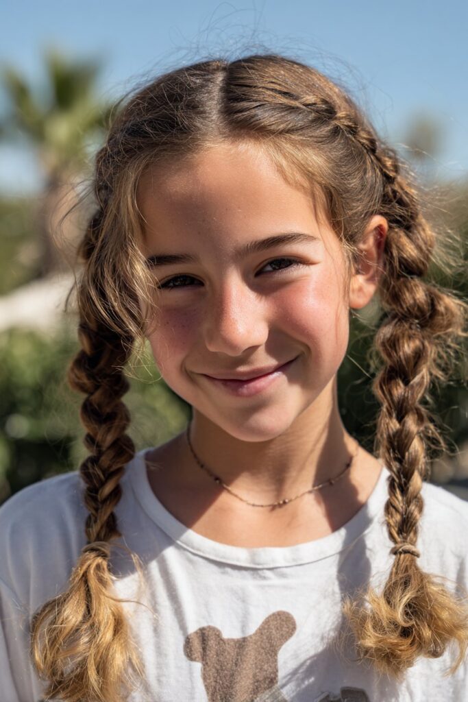 2 braided ponytails for kids fishtail braids