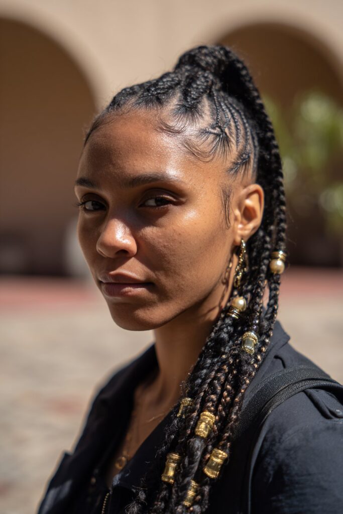 Braided ponytail hairstyles Fulani ponytail