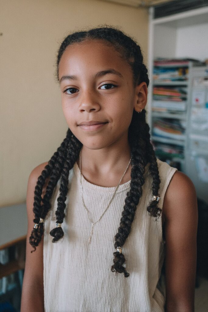 Back to school cornrows goddess braids