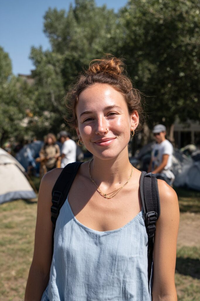 Summer camp hairstyles half up bun