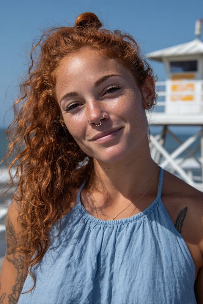 Beach hairstyles for curly hair half up half down