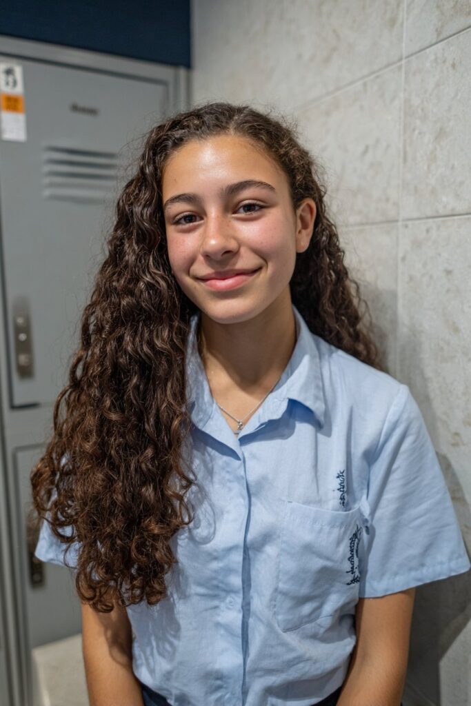 Back to school hairstyle with soft heatless curls and natural volume