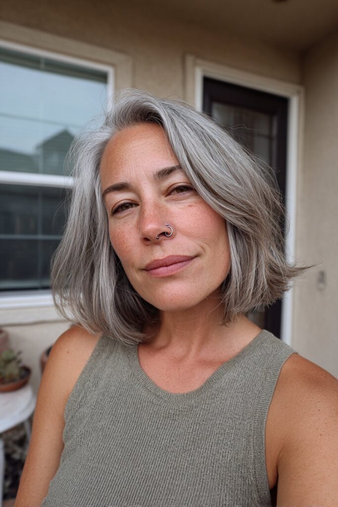 12 Choppy Hairstyles for Older Women (Effortlessly Youthful) 3 Older woman with layered bob hairstyle