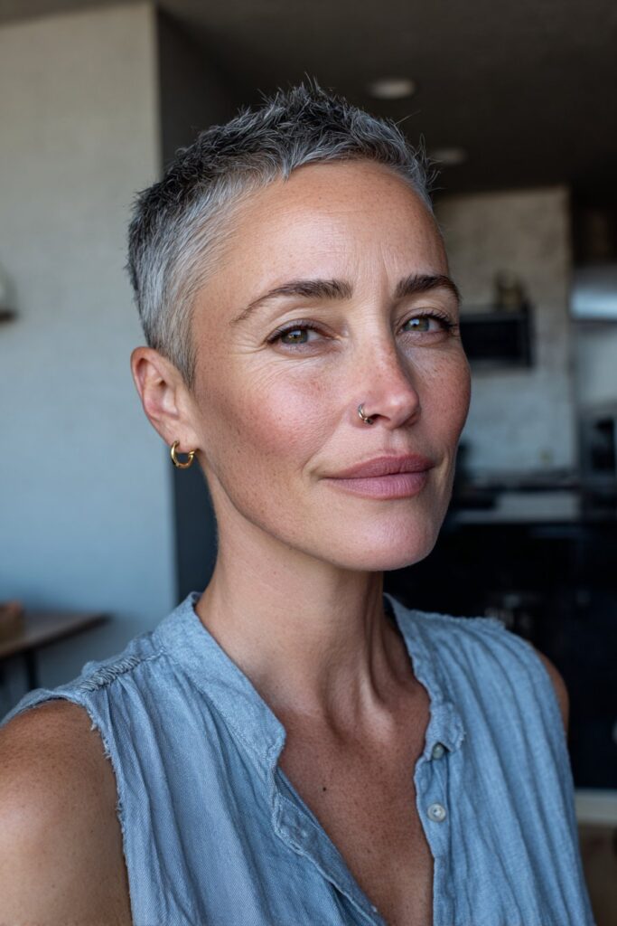 Layered pixie hairstyle for women over 50